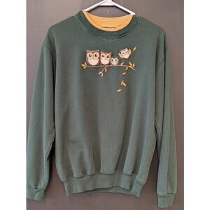 Vintage Forest Green Owl Family Sweatshirt